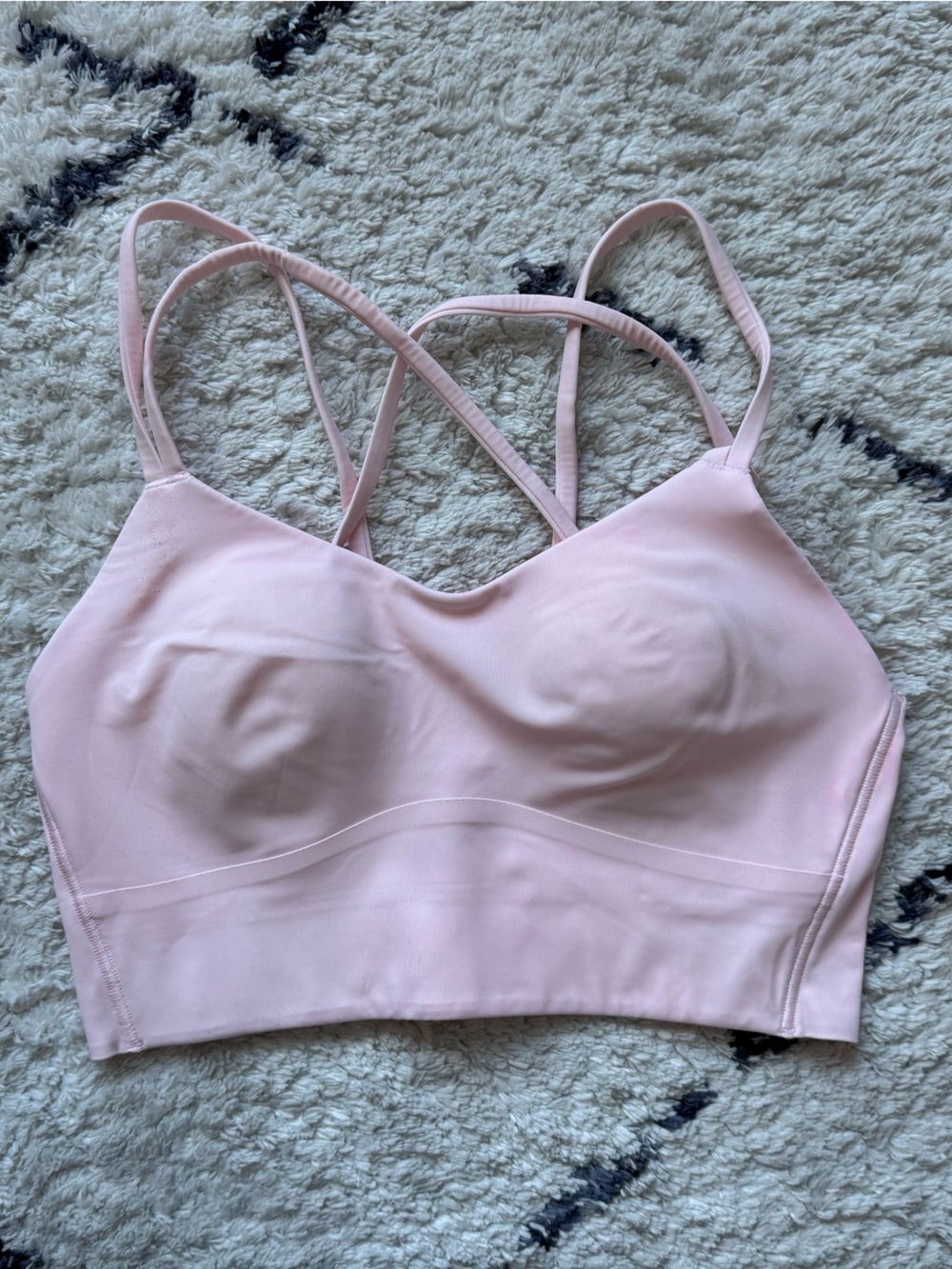 lululemon athletica Pink Pearl Strappy Longline Sports Bra